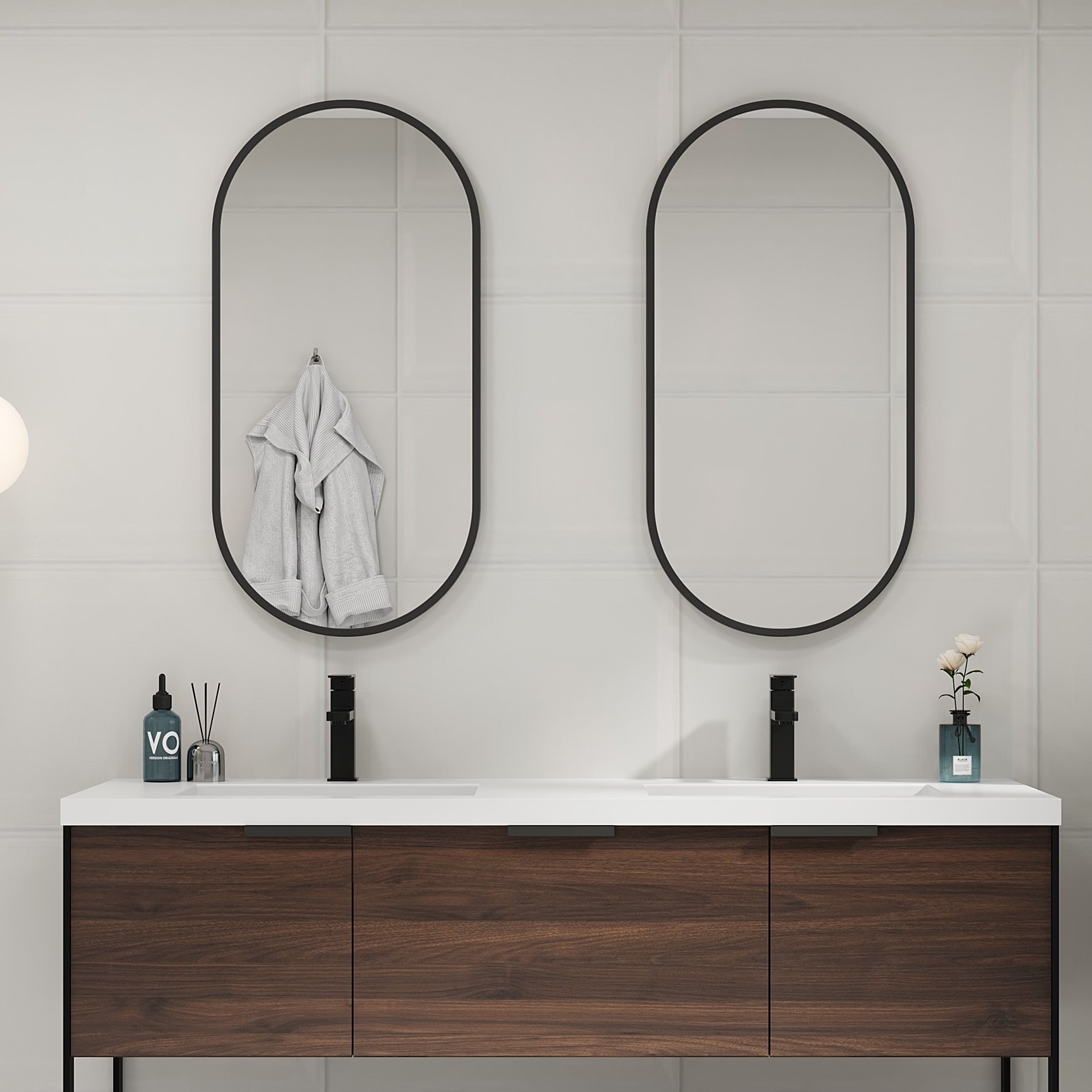 Black Framed Oval Bathroom Mirror – Rispa